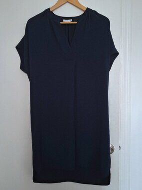 Vince Navy Drapey short-sleeve midi dress w. pockets Size M Excellent condition